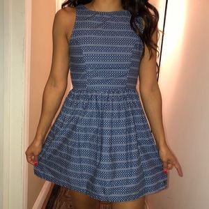 blue and white a-line/skater dress